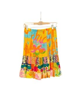 Jams World Vibrant Multi-Color Tiered Floral Midi Skirt Size M